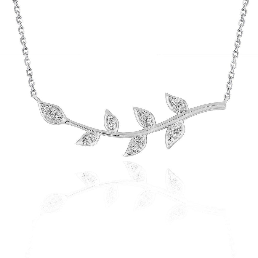 Diamond Vine Design Pendant in 14k White Gold - Ellie Belle