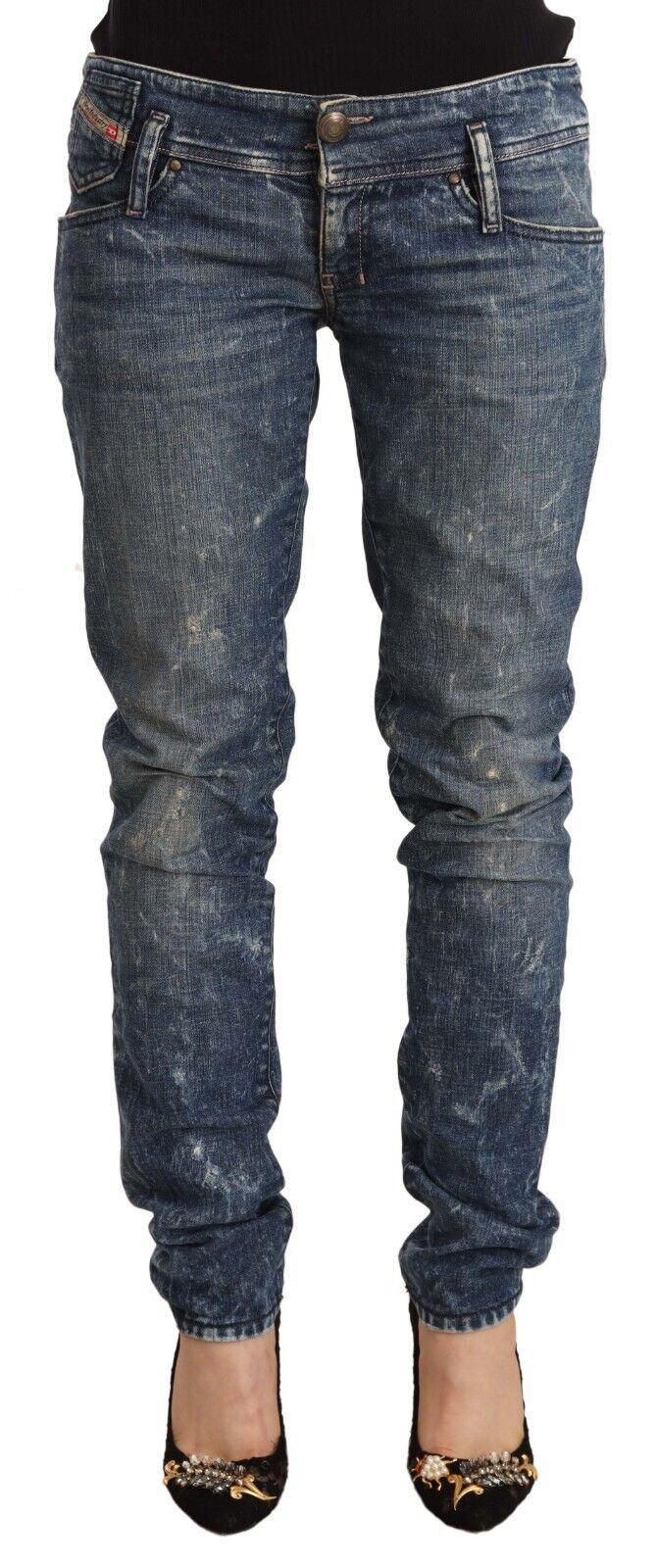 Diesel Blue Distressed Low Waist Cotton Denim Skinny Jeans - Ellie Belle