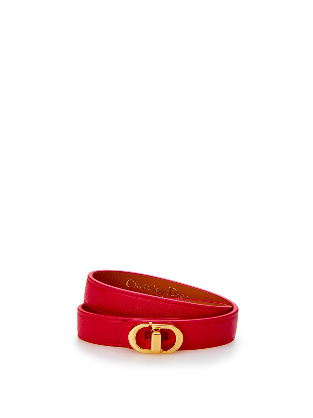 Dior Red Leather Double Band CD Bracelet - Ellie Belle