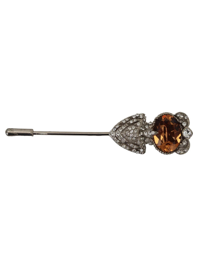 Dolce & Gabbana 925 Sterling Silver Large Crystals Pin Brooch - Ellie Belle
