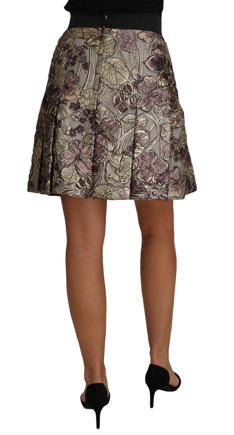 Dolce & Gabbana A-Line Mini Floral Print Jaquard Skirt