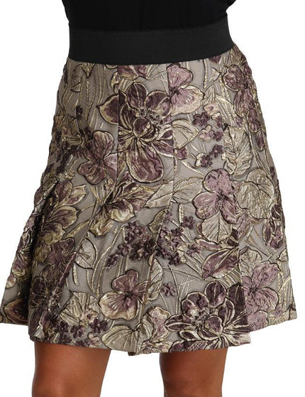 Dolce & Gabbana A-Line Mini Floral Print Jaquard Skirt - Ellie Belle