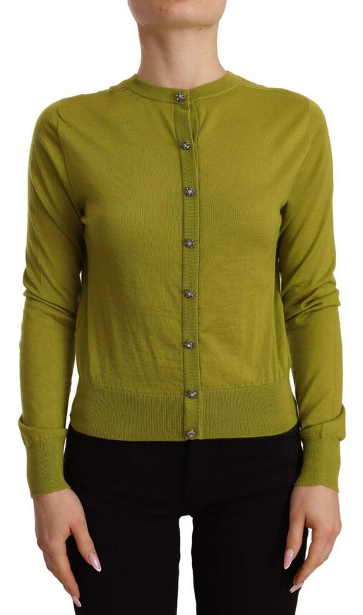 Dolce & Gabbana Apple Green Cashmere Buttons Cardigan Sweater - Ellie Belle