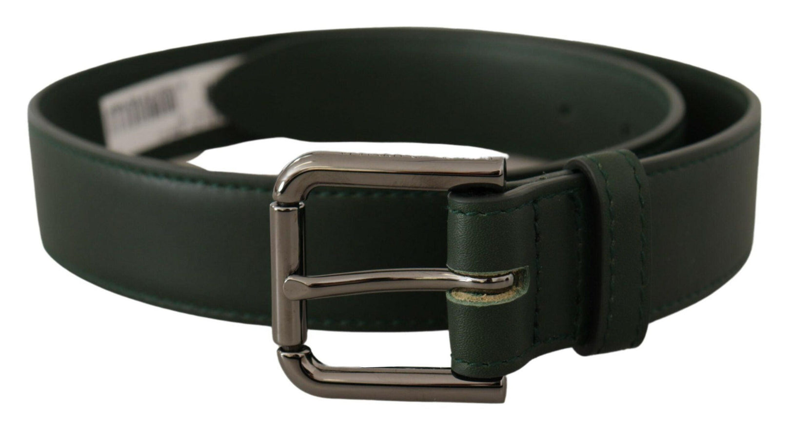 Dolce & Gabbana Army Green Leather Logo Metal Waist Buckle Belt - Ellie Belle