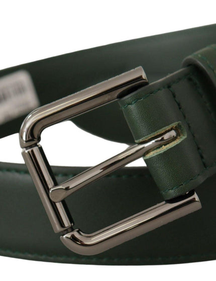Dolce & Gabbana Army Green Leather Logo Metal Waist Buckle Belt - Ellie Belle