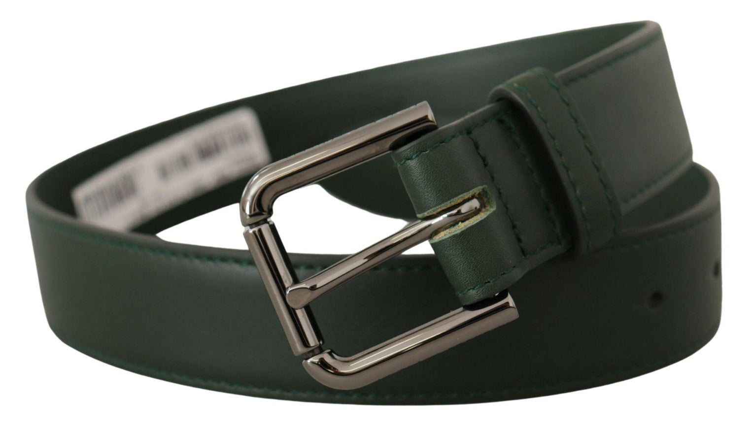 Dolce & Gabbana Army Green Leather Logo Metal Waist Buckle Belt - Ellie Belle