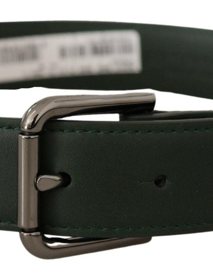Dolce & Gabbana Army Green Leather Logo Metal Waist Buckle Belt - Ellie Belle