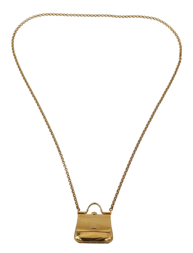 Dolce & Gabbana Bag Sicily Gold Brass Chain Micro Bag Pendant Necklace - Ellie Belle