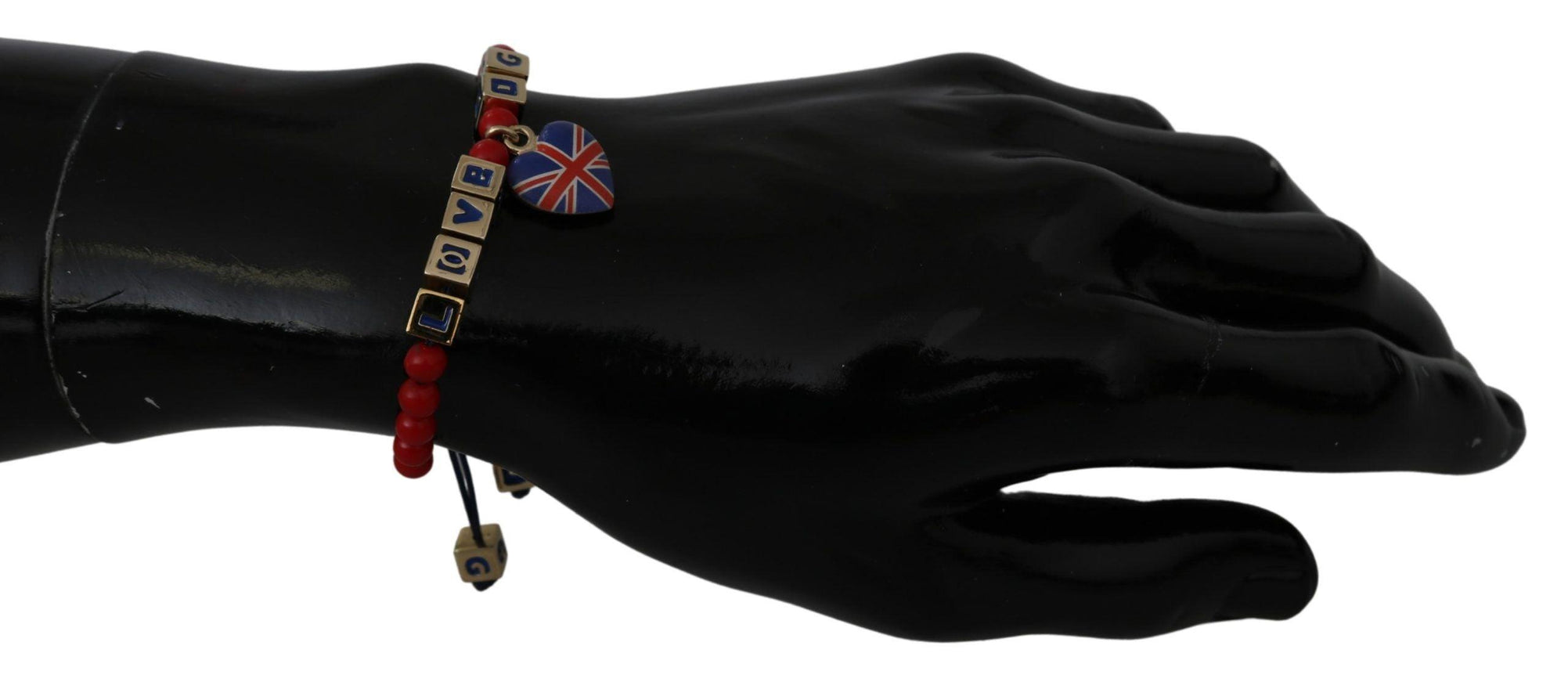 Dolce & Gabbana Red Blue Beaded DG LOVES LONDON Flag Branded Bracelet - Ellie Belle