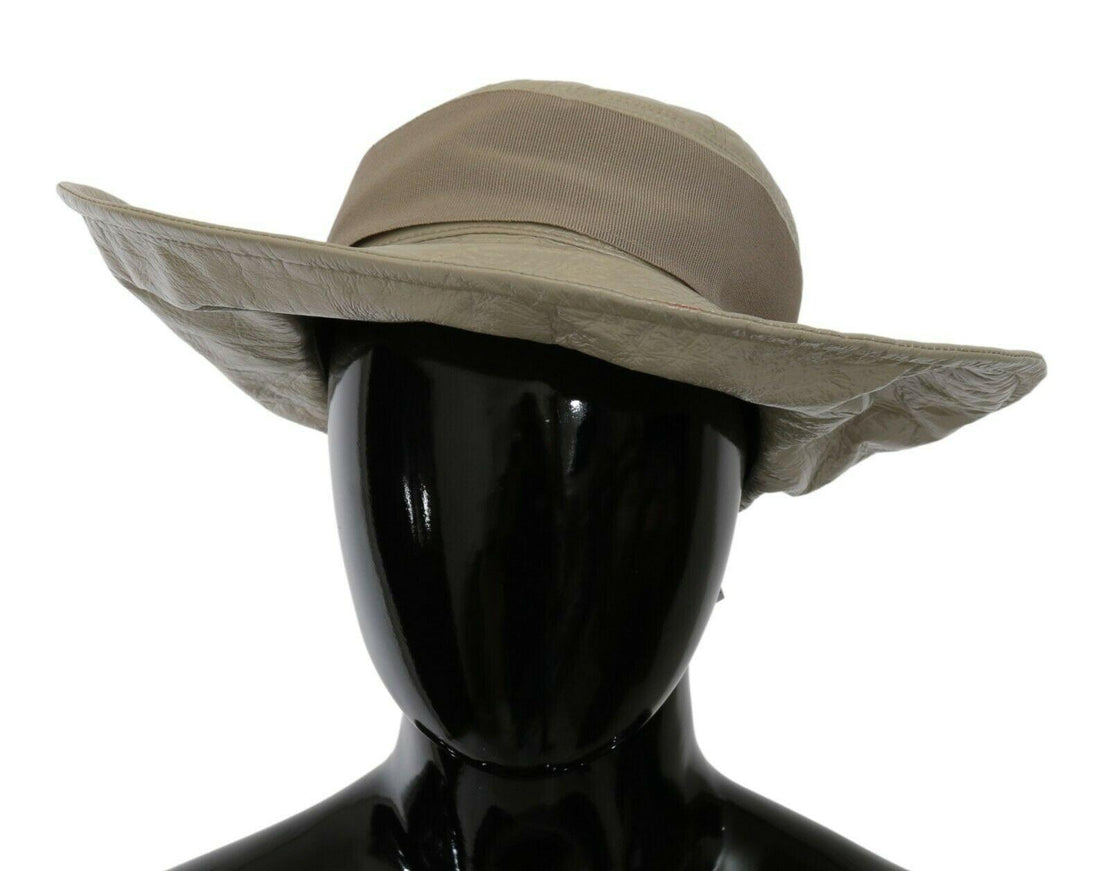 Dolce & Gabbana Beige 100% Lamb Leather Wide Brim Panama Hat - Ellie Belle