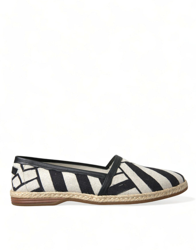 Dolce & Gabbana Beige Black Striped Canvas Espadrilles MONDELLO Shoes - Ellie Belle