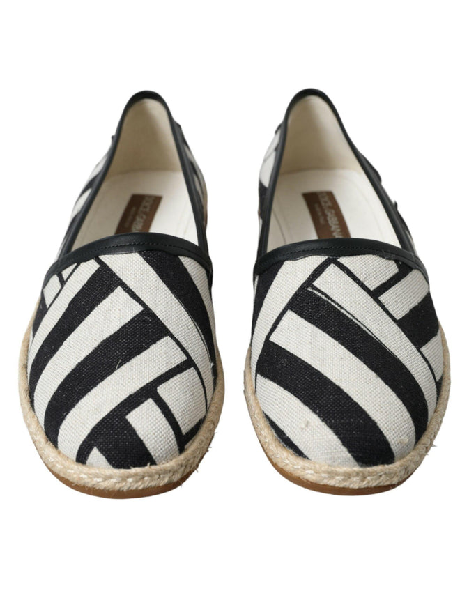 Dolce & Gabbana Beige Black Striped Canvas Espadrilles MONDELLO Shoes - Ellie Belle