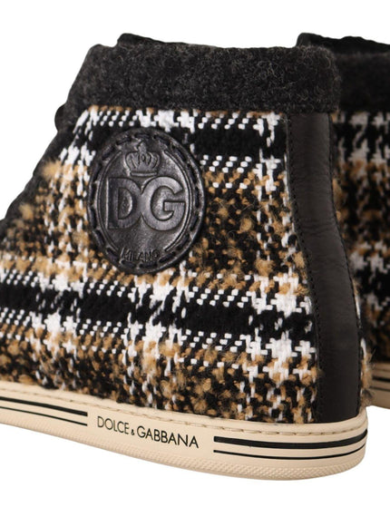 Dolce & Gabbana Beige Brown Wool Cotton High Top Sneakers - Ellie Belle