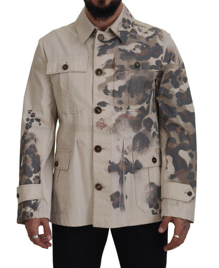 Dolce & Gabbana Beige Camouflage Cotton Long Sleeves Casual Shirt - Ellie Belle