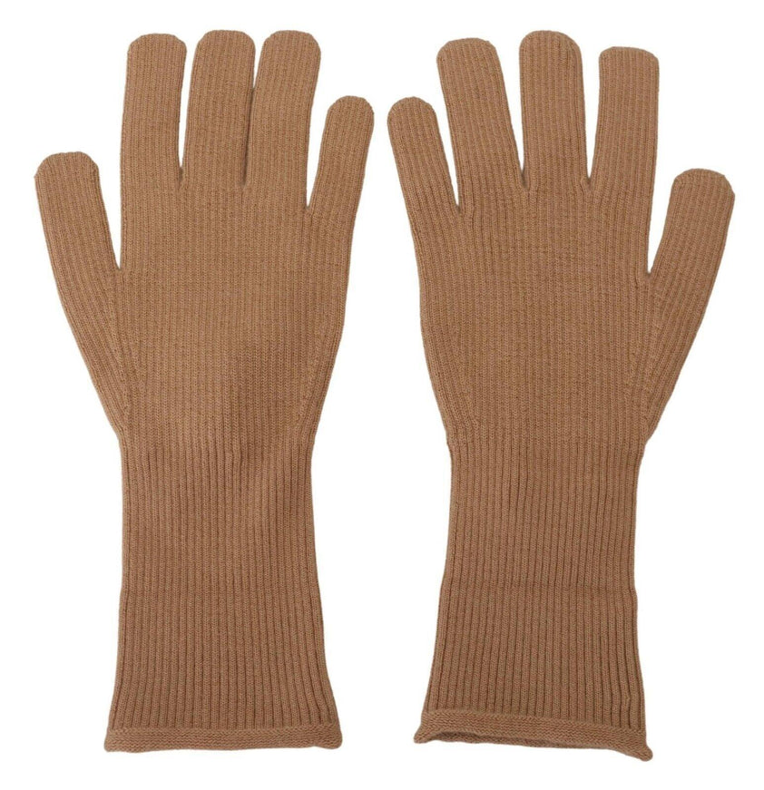 Dolce & Gabbana Beige Cashmere Knitted Hands Mitten Mens Gloves - Ellie Belle