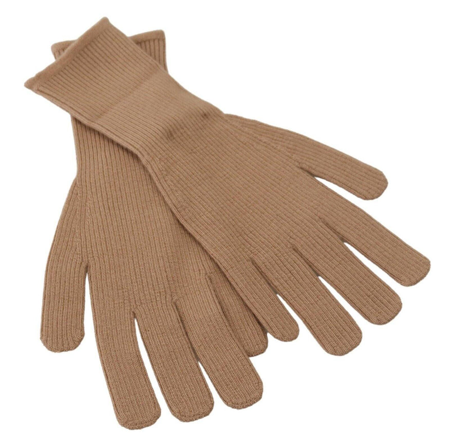 Dolce & Gabbana Beige Cashmere Knitted Hands Mitten Mens Gloves - Ellie Belle