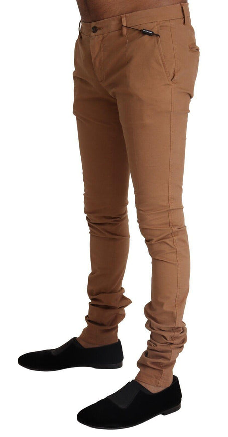 Dolce & Gabbana Beige Cotton Blend Slim Fit Trouser Skinny Pants - Ellie Belle