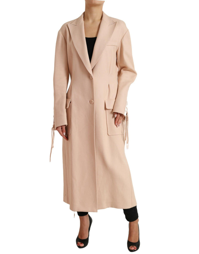 Dolce & Gabbana Beige Cotton Single Breasted Long Coat Jacket - Ellie Belle