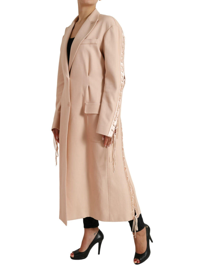 Dolce & Gabbana Beige Cotton Single Breasted Long Coat Jacket - Ellie Belle