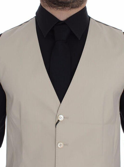 Dolce & Gabbana Beige Cotton Stretch Dress Vest Blazer
