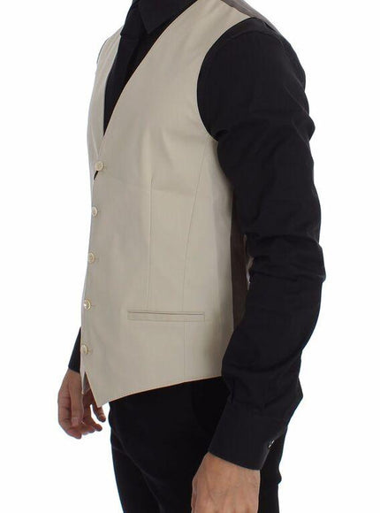 Dolce & Gabbana Beige Cotton Stretch Dress Vest Blazer