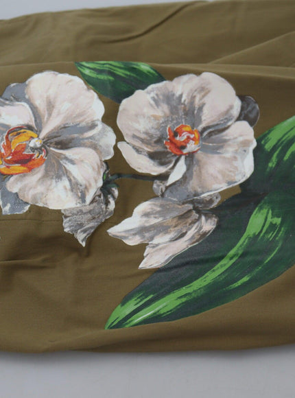 Dolce & Gabbana Beige Cotton Stretch Floral Chinos Pants