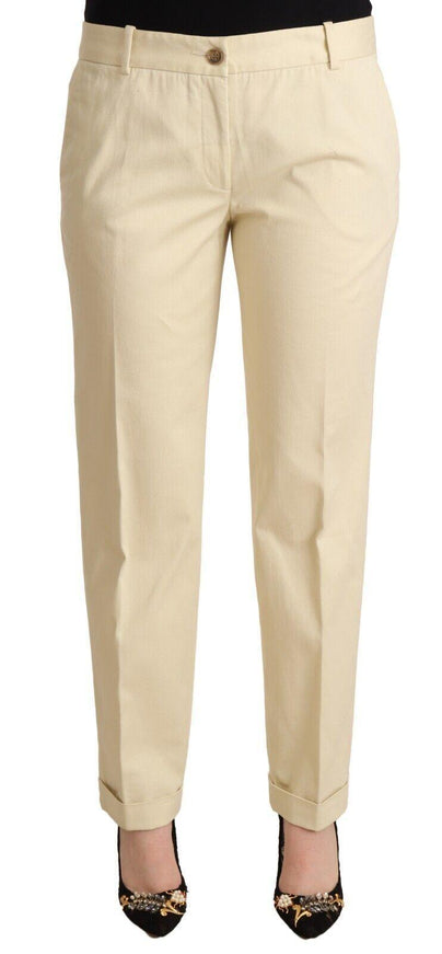 Dolce & Gabbana Beige Cotton Stretch Tapered Trousers Pants - Ellie Belle