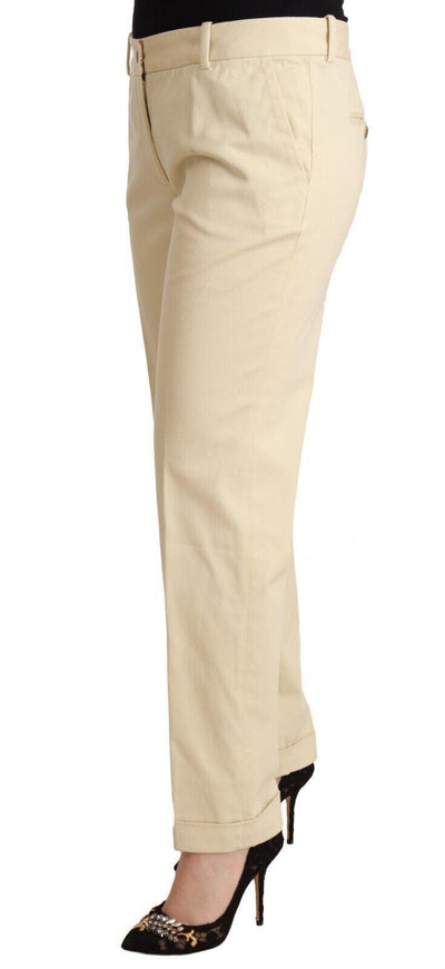 Dolce & Gabbana Beige Cotton Stretch Tapered Trousers Pants - Ellie Belle