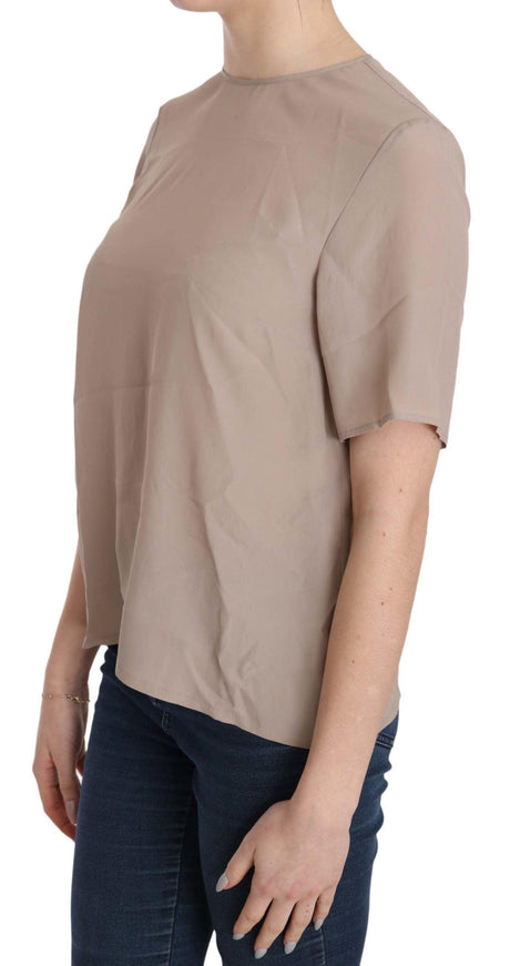 Dolce & Gabbana Beige Crew Neck Short Sleeve Blouse