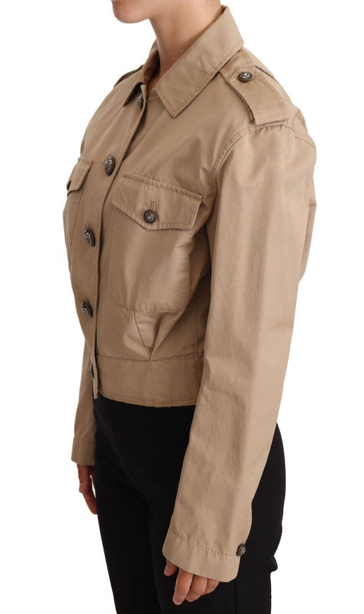 Dolce & Gabbana Beige Cropped Fitted Cotton Coat Jacket - Ellie Belle