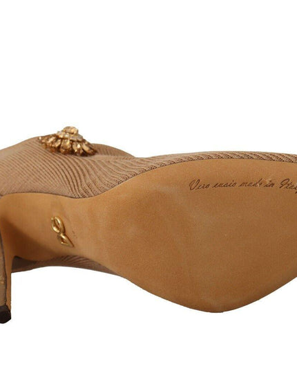 Dolce & Gabbana Beige Crystal Pointed Toe Pumps Mary Jane Shoes - Ellie Belle