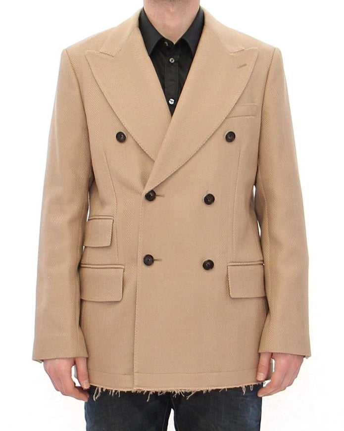 Dolce & Gabbana Beige Double Breasted Coat Jacket - Ellie Belle