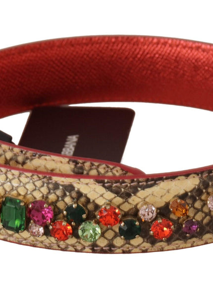 Dolce & Gabbana Beige Exotic Leather Crystals Shoulder Strap - Ellie Belle