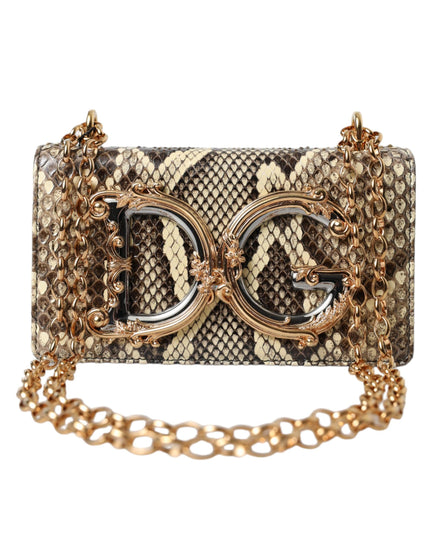 Dolce & Gabbana Beige Exotic Leather DG GIRLS Logo MICRO Crossbody Bag - Ellie Belle