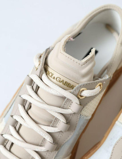 Dolce & Gabbana Beige Fabric Stretch Lace Up NS1 Sneakers - Ellie Belle