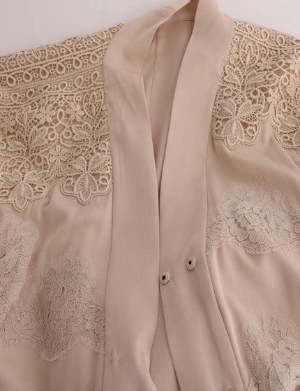 Dolce & Gabbana Beige Floral Applique Lace Kaftan Dress