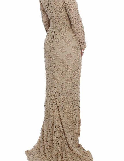Dolce & Gabbana Beige Floral Lace Sheath Maxi Dress - Ellie Belle