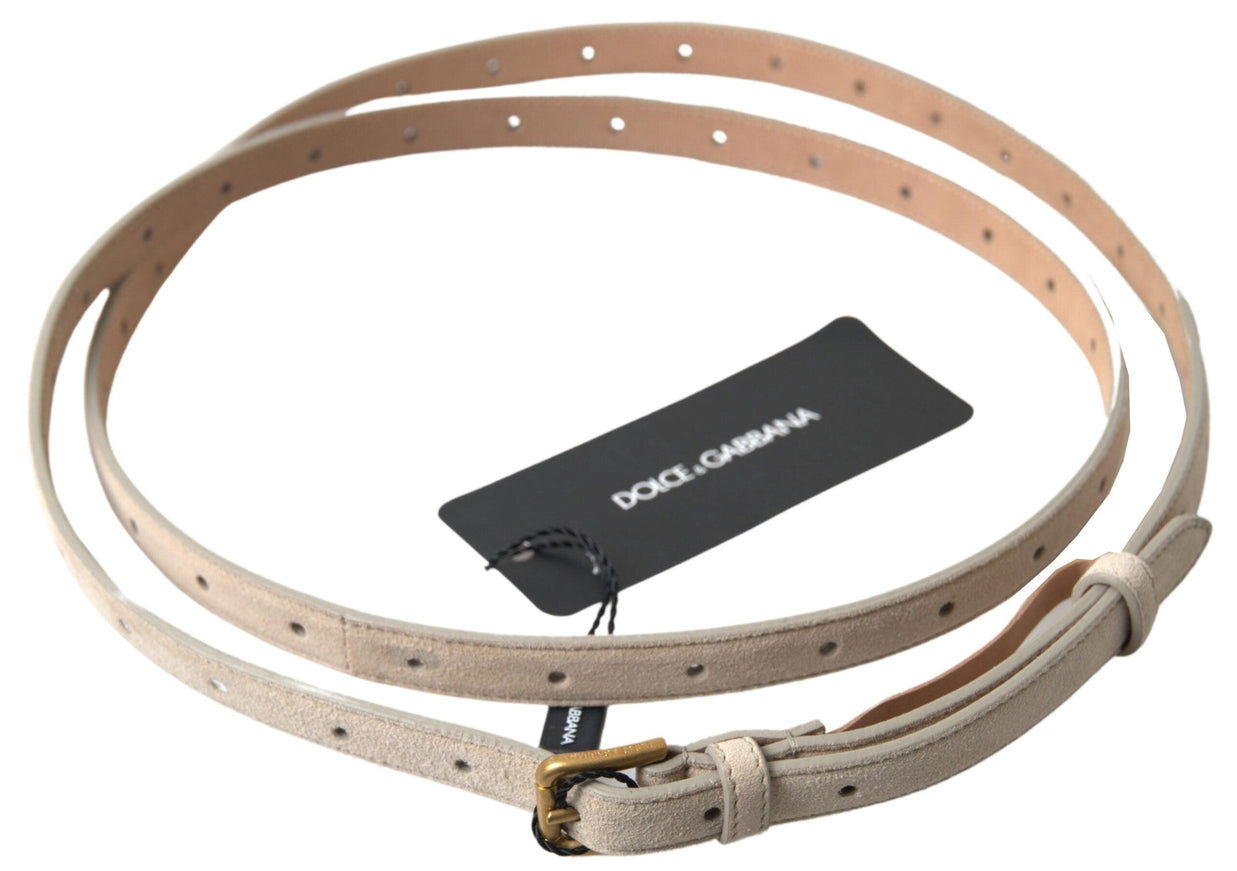 Dolce & Gabbana Beige Goatskin Leather Metal Buckle Belt - Ellie Belle