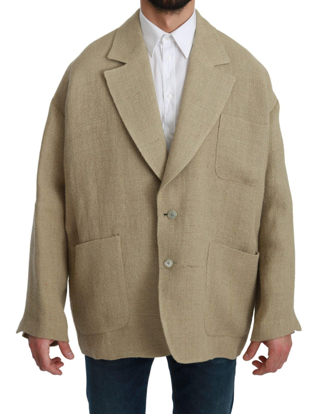 Dolce & Gabbana Beige Jacket Coat 100% Jute Blazer Coat - Ellie Belle