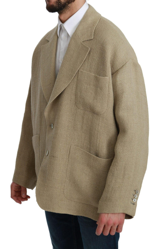 Dolce & Gabbana Beige Jacket Coat 100% Jute Blazer Coat - Ellie Belle