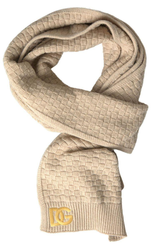 Dolce & Gabbana Beige Knitted Camel Wrap Shawl Foulard Scarf - Ellie Belle