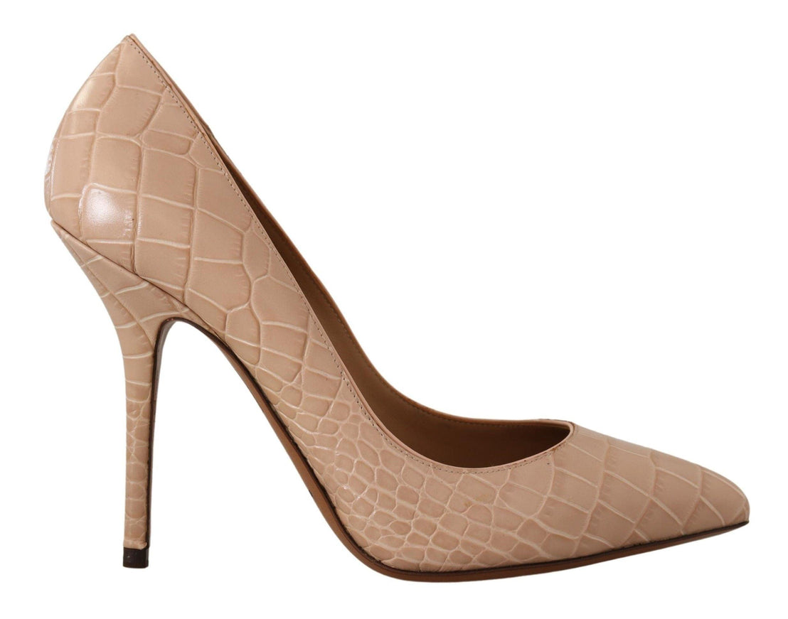 Dolce & Gabbana Beige Leather Bellucci Heels Pumps Shoes - Ellie Belle