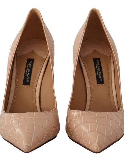 Dolce & Gabbana Beige Leather Bellucci Heels Pumps Shoes - Ellie Belle