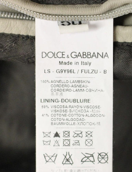 Dolce & Gabbana Beige Leather Jacket Biker Coat - Ellie Belle