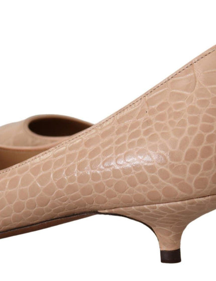 Dolce & Gabbana Beige Leather Kitten Heels Pumps Shoes - Ellie Belle