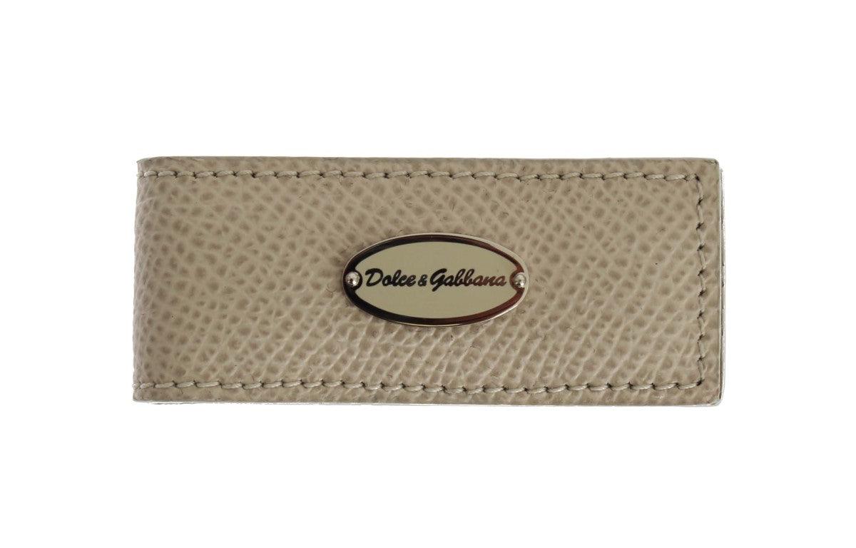 Dolce & Gabbana Beige Leather Magnet Money Clip - Ellie Belle