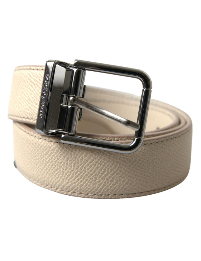 Dolce & Gabbana Beige Leather Metal Buckle Men Cintura Belt - Ellie Belle
