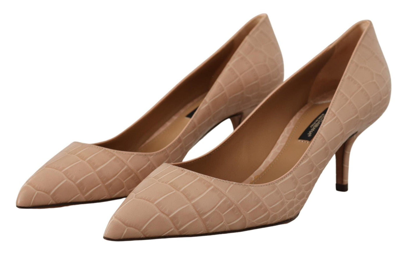 Dolce & Gabbana Beige Leather Pointed Heels Pumps Shoes - Ellie Belle