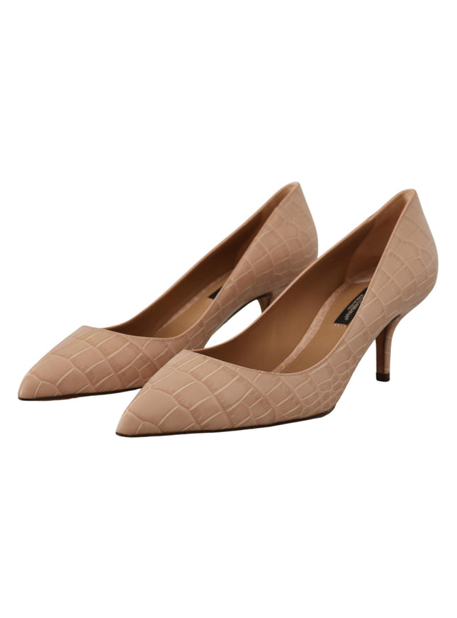 Dolce & Gabbana Beige Leather Pointed Heels Pumps Shoes - Ellie Belle