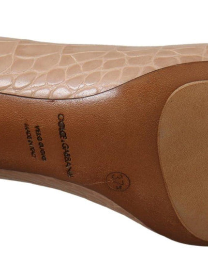 Dolce & Gabbana Beige Leather Pointed Heels Pumps Shoes - Ellie Belle